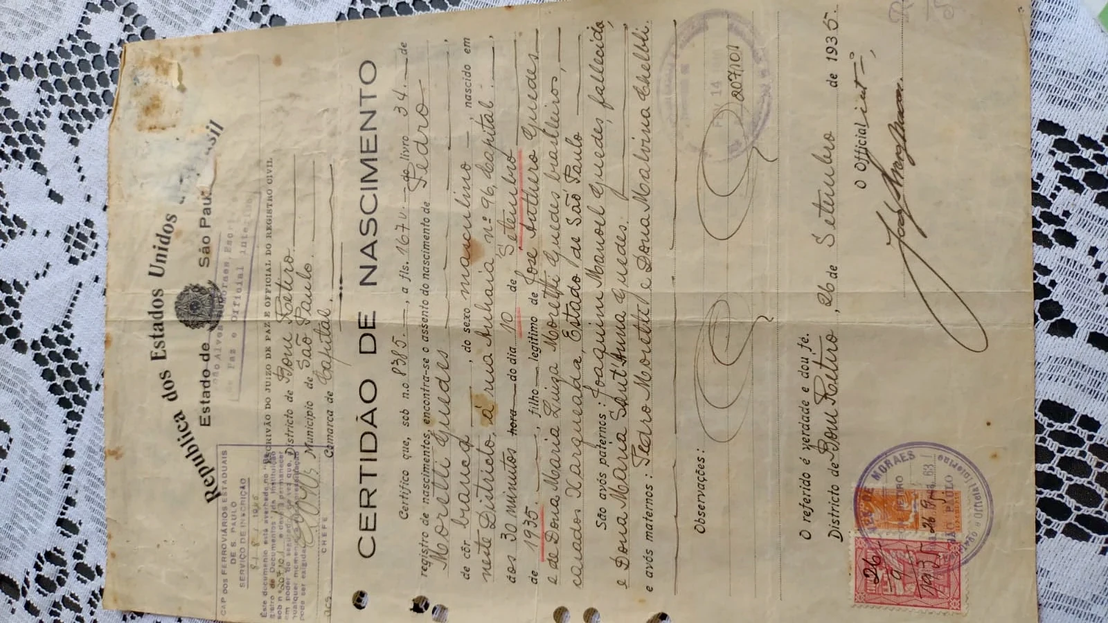 Documento do acervo de Pedro Moretti Guedes